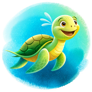 Happy Turtle, white background 