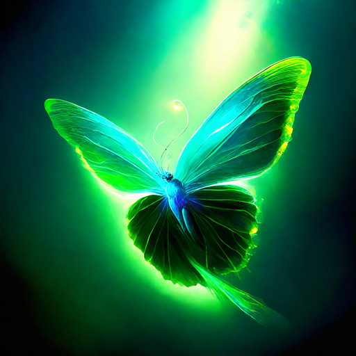 green butterfly with a drawing of a fetus on its wings, a fetus still in the mother's womb
