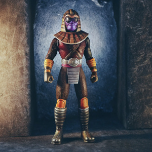 Custom Zeron Alpha 1/6 figurine from the 'Tales of Arcadia' series. Detailed jackal-like design with purple face mask and brown, orange, and metallic tones. Professional studio photograph.