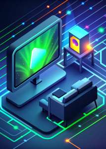 watching video streaming service on tv illustration