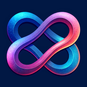 An infinity symbol consisting of two neural networks connected to each other. 