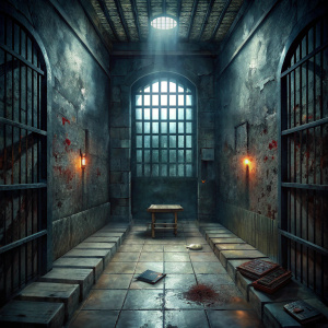 a frightening dark prison cell