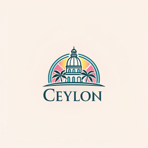 A minimalist logo for Ceylon. Design features a bold, modern font. Color palette includes pastel hues with a vibrant accent. 'Ceylon' scripted beneath the icon. Sleek and sophisticated style.