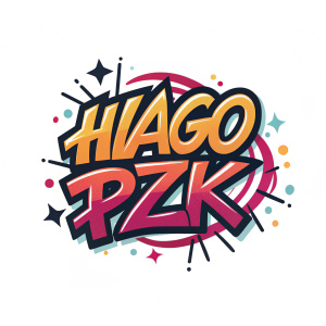 HIAGO PZK logo designed in vibrant graffiti style, featuring bold outlines and dynamic strokes. Set against a clean white backdrop.