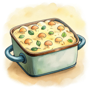 Potato casserole with mushrooms and chicken
