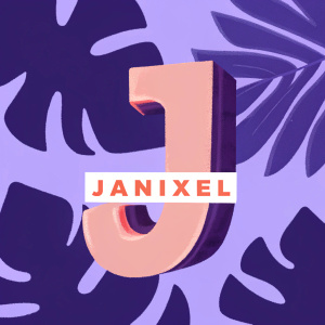 Modern logo design for 'Janixel'. Bold red letter 'J' with the word 'Janixel' in sleek font on crisp white background.