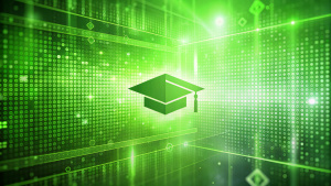 Green of Education Background with Binary Code and Futuristic Technology Design, minimal, 4k