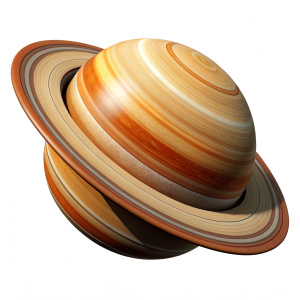 Planet Saturn Flat Isolated on White