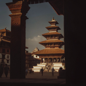 Nyatapola Temple, located in the vibrant Durbar Square of Bhaktapur, Nepal. Photo showcasing traditional Nepalese architecture.