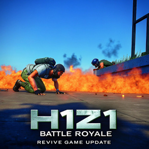 New H1Z1 Battle Royale update 'REVIVE GAME UPDATE' now live on PS4. Promotional image features a pair of characters amidst a fiery scene.