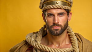antigua  roma,un romano marinero, para la foto mira al frente posando