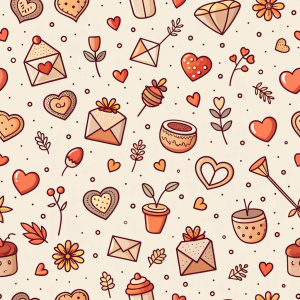 valentine day minimalist doodles for seamless pattern tile, light background