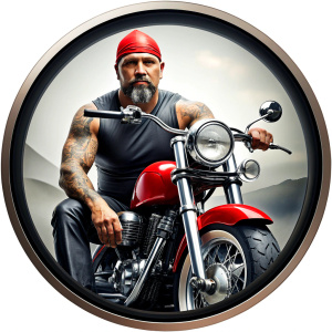 motorcycle club tattoo design - perfect realistic art - high-definition - grey and black - white background 