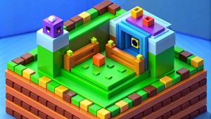 2048 x 1152 pixels a youtube banner inspired by the game "Fancade" by Martin Magni. My youtube channel name is "quizcade"