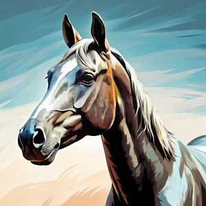 dibujo de un torso de un caballo parado de forma elegante mirando hacia la cámara con apariencia retadora