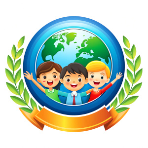 a logo without text about values education at school happy childrens and happy world 