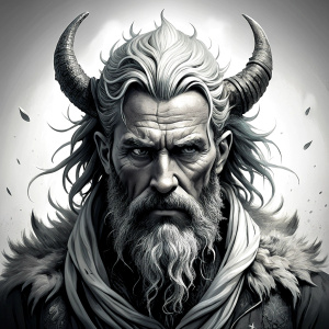 viking god freyr perfect realistic art, high-definition, high-definition grey and black, white background 