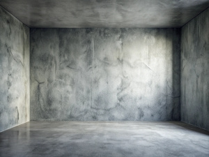 Gray cement room walls