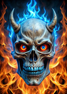 devyl skull terror blue argentina eyes black skeleton background flame