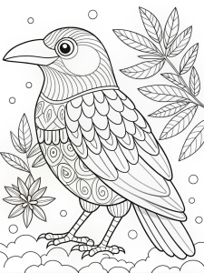 COLORING PAGE OF A CUTE Crow



