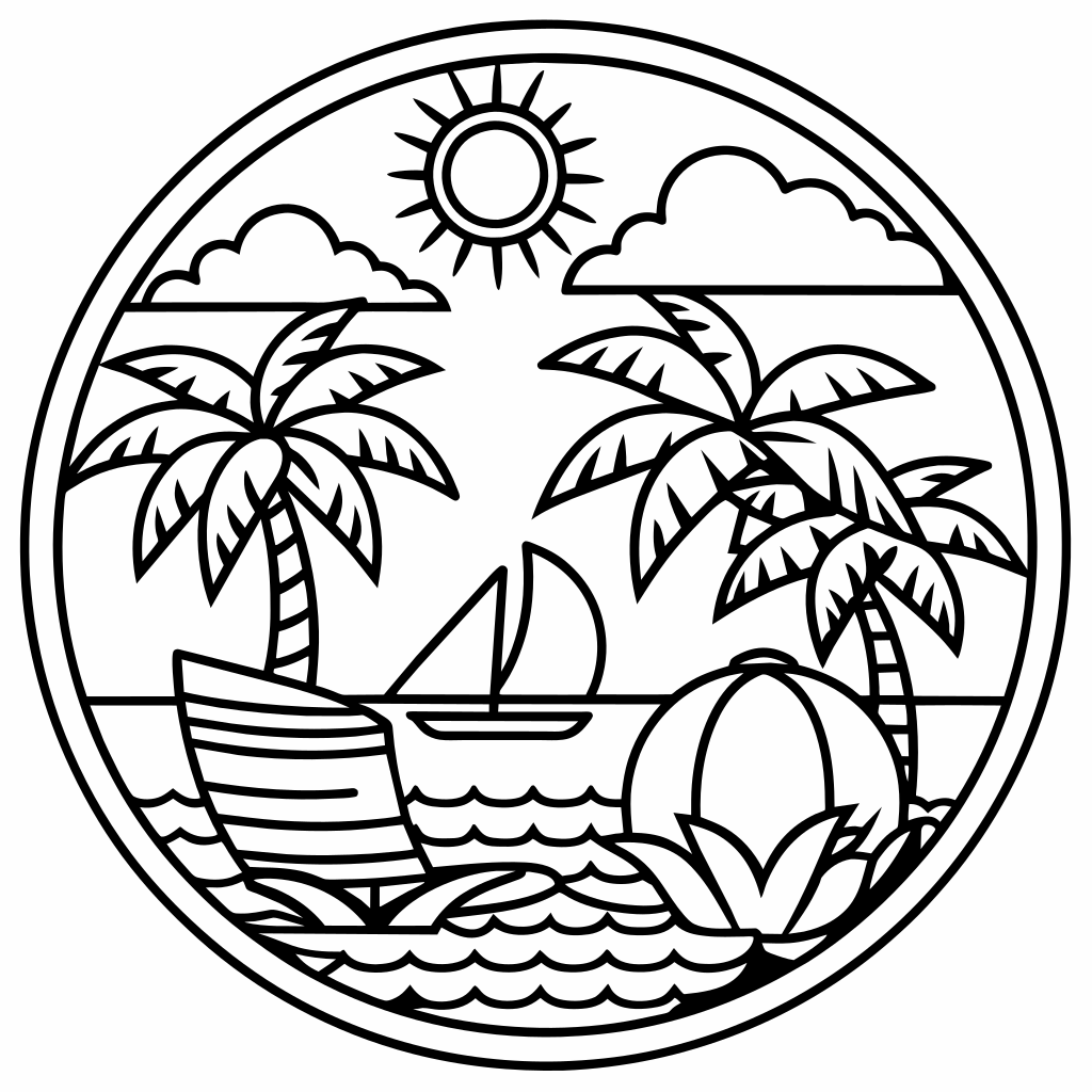 Summer | Black and White Vector illustration - Recraft