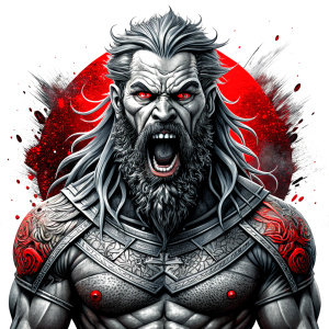 berserker tattoo design - perfect realistic art - high-definition - grey and black - white background 