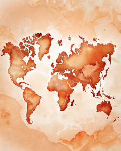 WORLD MAP IN PEACH FUZZ COLOR