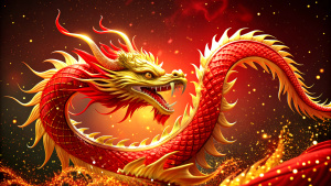 Chinese Year of the Red Golden Dragon, no background image required