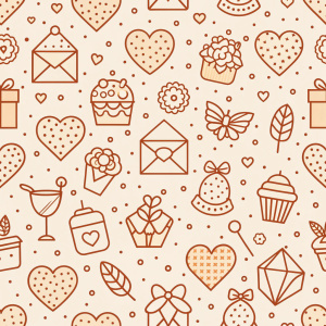 valentine day minimalist doodles for seamless pattern tile, light background