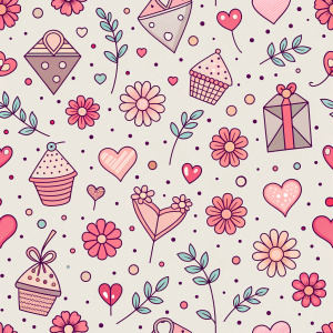 valentine day minimalist doodles for seamless pattern tile, light background