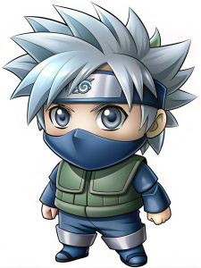 Kakashi Hatake chibi from naruto, white background