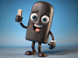black popsicle frozen treat cartoon character giving an enthusiastic thumbs up gesture
