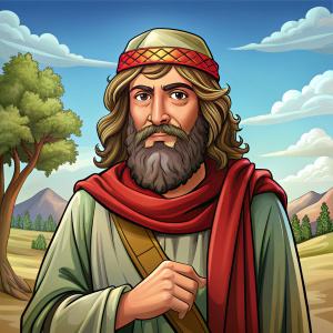 Cartoon image of Simon the Zealot in the New Testament Bible