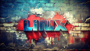 Street art dirt wall minimal "LINUX" Logo