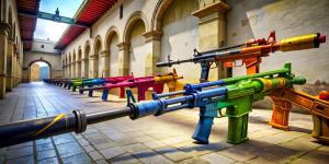 game screen shot, in-game,Counter-strike colourful weapons