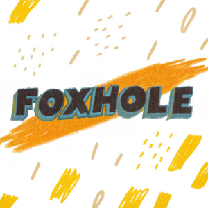 Dynamic logo for game Foxhole. Bold font in dark color on neon green background.