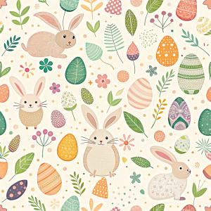 easter minimalist doodles seamless pattern tile, white ground