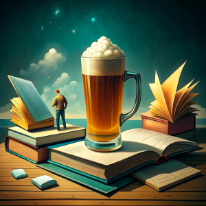 book, beer, message, work