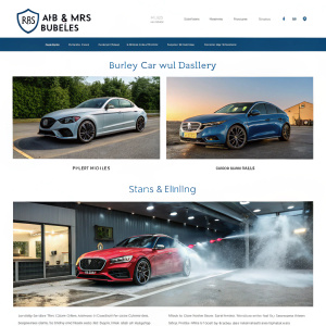 Screenshot of Mr. & Mrs. Bubbles website. Clean, modern design. Photo gallery showcasing car wash and detailing process on various car types.
