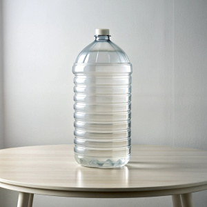 a large bottle of water on a white table