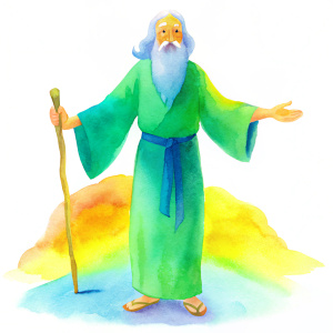 moises con baston, bible times, full body