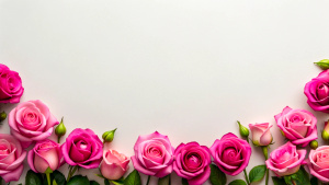 Valentine rose flower border plain background copy space