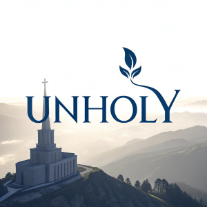 The word 'Unholy' in a sleek, modern font. White background. Minimalist design.