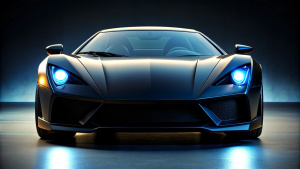 One supercar, new concept, Racing, front view, dark style