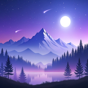 minimalistic parallax nature on night