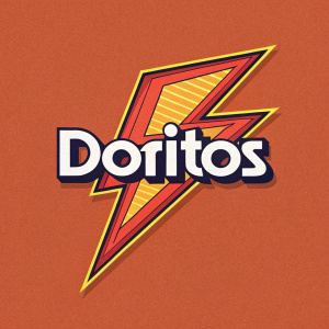 Doritos logo redesign featuring vibrant colors and a dynamic lightning bolt. The brand name, 'Doritos', is showcased in a bold, modern font.
