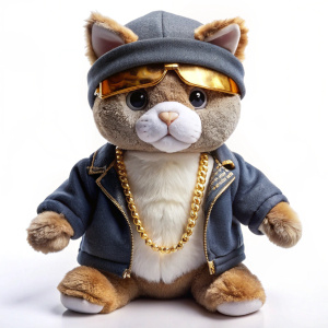 draw plush cat, which is made like cool rapper