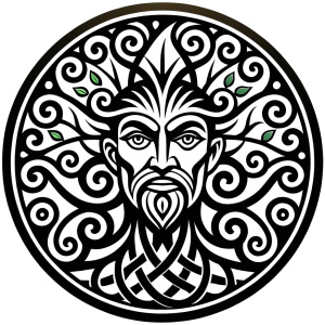 Nordic Mimir - Guard the Source of Tree Yggdrasilr high-definition design grey and black, realistic tattoo design, white background