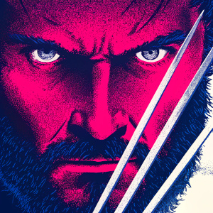 Close-up sketch of Wolverine's face. Intricate patterns and textured fur. Black and white contrast. Stark white background
