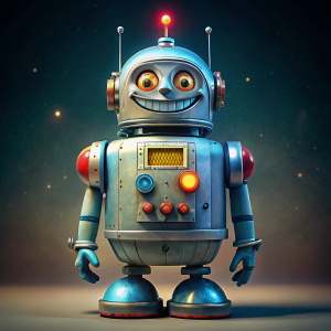 mechanical retro Russian space robot smile